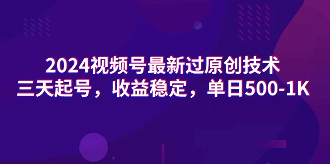 图片[1]-（9506期）2024视频号最新过原创技术，三天起号，收益稳定，单日500-1K-蛙蛙资源网