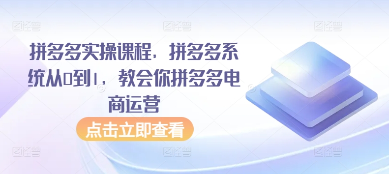 图片[1]-拼多多实操课程，拼多多系统从0到1，教会你拼多多电商运营-蛙蛙资源网