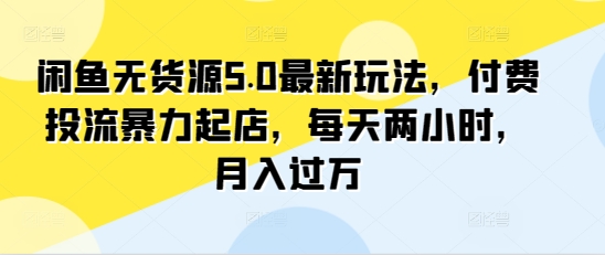 闲鱼无货源5.0最新玩法，付费投流暴力起店，每天两小时，月入过万!