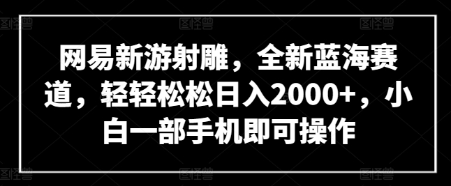 图片[1]-网易新游射雕，全新蓝海赛道，轻轻松松日入2000+，小白一部手机即可操作-蛙蛙资源网