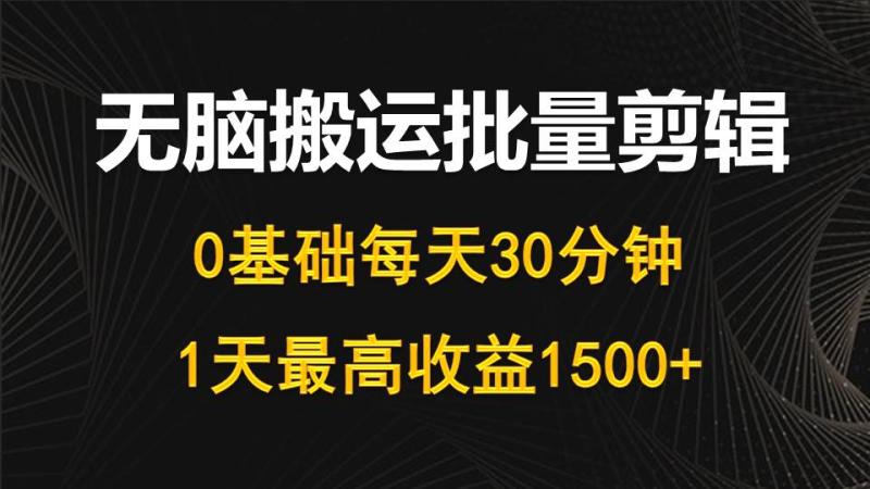 图片[1]-（10008期）每天30分钟，0基础无脑搬运批量剪辑，1天最高收益1500+-蛙蛙资源网