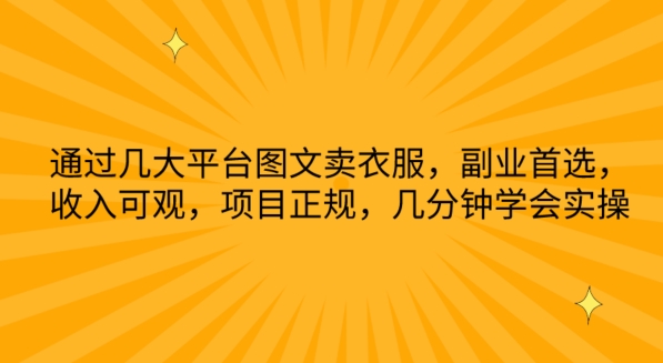 图片[1]-通过几大平台图文卖衣服，副业首选，收入可观，项目正规，几分钟学会实操-蛙蛙资源网