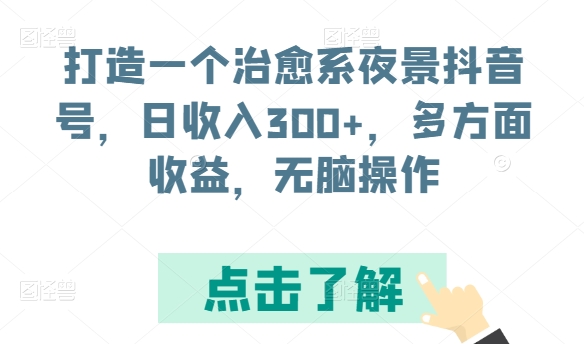 图片[1]-打造一个治愈系夜景抖音号，日收入300+，多方面收益，无脑操作-蛙蛙资源网