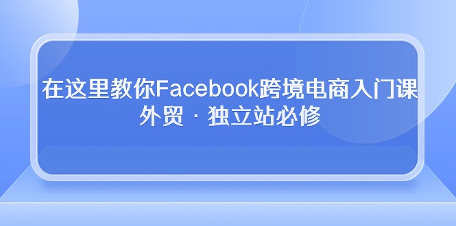 图片[1]-在这里教你Facebook跨境电商入门课，外贸·独立站必修（19节课）-蛙蛙资源网