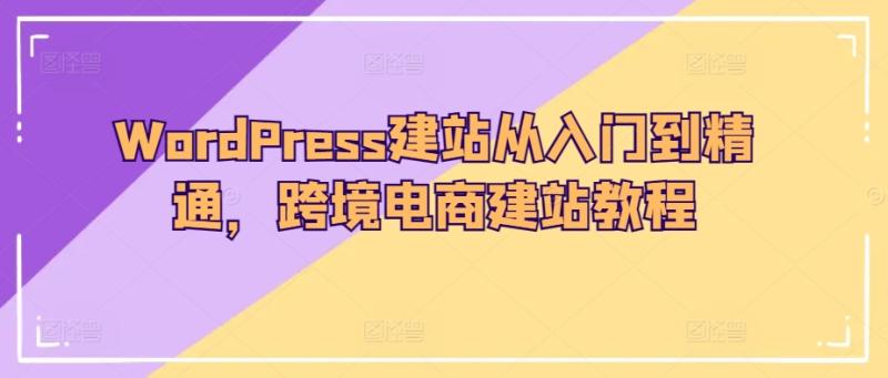 图片[1]-WordPress建站从入门到精通，跨境电商建站教程-蛙蛙资源网