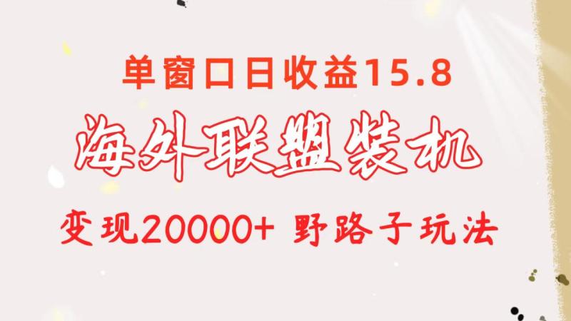 （10475期）海外联盟装机 单窗口日收益15.8  变现20000+ 野路子玩法