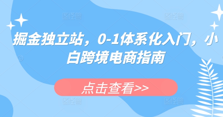 图片[1]-掘金独立站，0-1体系化入门，小白跨境电商指南-蛙蛙资源网