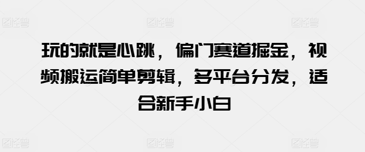 图片[1]-玩的就是心跳，偏门赛道掘金，视频搬运简单剪辑，多平台分发，适合新手小白-蛙蛙资源网