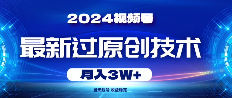 图片[1]-（10704期）2024视频号最新过原创技术，当天起号，收益稳定，月入3W+-蛙蛙资源网