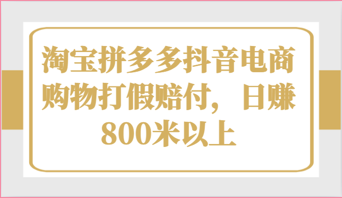 图片[1]-淘宝拼多多抖音电商购物打假赔付，日赚800米以上-蛙蛙资源网