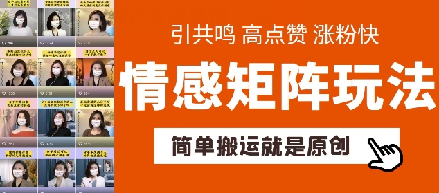 图片[1]-简单搬运，情感矩阵玩法，涨粉速度快，可带货，可起号【揭秘】-蛙蛙资源网