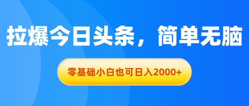 图片[1]-（11077期）拉爆今日头条，简单无脑，零基础小白也可日入2000+-蛙蛙资源网