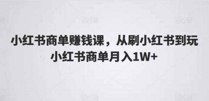 图片[1]-小红书商单赚钱课，从刷小红书到玩小红书商单月入1W+-蛙蛙资源网