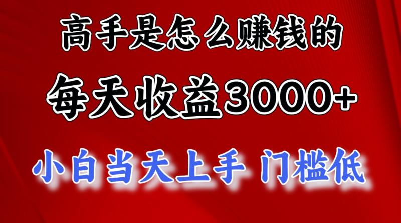 （11228期）高手是怎么赚钱的，一天收益3000+ 这是穷人逆风翻盘的一个项目，非常稳定