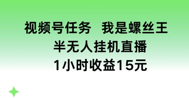 图片[1]-视频号任务，我是螺丝王， 半无人挂机1小时收益15元【揭秘】-蛙蛙资源网