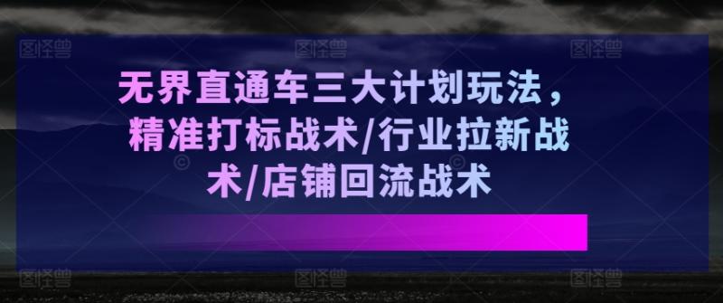 图片[1]-无界直通车三大计划玩法，精准打标战术/行业拉新战术/店铺回流战术-蛙蛙资源网