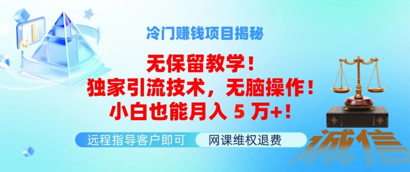 图片[1]-（11864期）冷门赚钱项目无保留教学！独家引流技术，无脑操作！小白也能月入5万+！-蛙蛙资源网