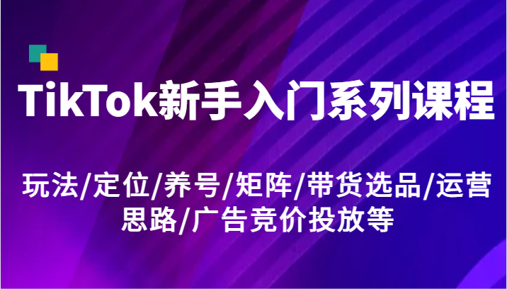 图片[1]-TikTok新手入门系列课程，玩法/定位/养号/矩阵/带货选品/运营思路/广告竞价投放等-蛙蛙资源网