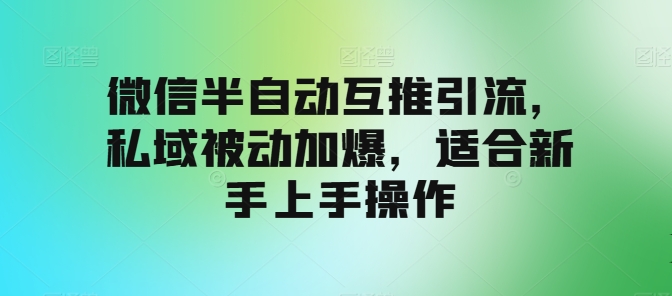 图片[1]-微信半自动互推引流，私域被动加爆，适合新手上手操作-蛙蛙资源网