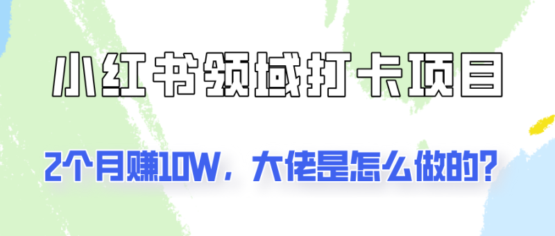 图片[1]-通过小红书领域打卡项目2个月赚10W，大佬是怎么做的？-蛙蛙资源网