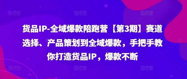 图片[1]-货品IP全域爆款陪跑营【第3期】赛道选择、产品策划到全域爆款，手把手教你打造货品IP，爆款不断-蛙蛙资源网