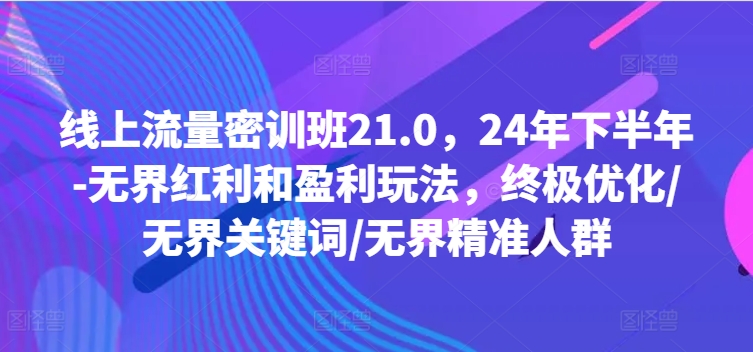 图片[1]-线上流量密训班21.0，24年下半年-无界红利和盈利玩法，终极优化/无界关键词/无界精准人群-蛙蛙资源网