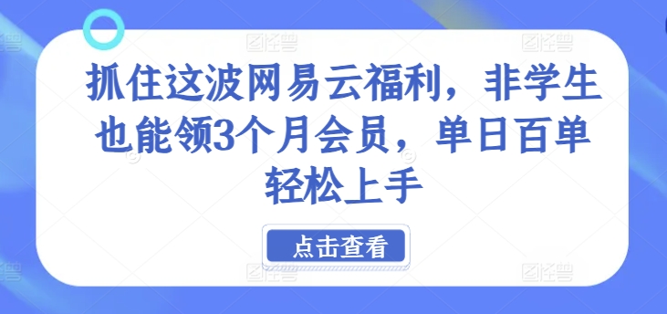 图片[1]-抓住这波网易云福利，非学生也能领3个月会员，单日百单轻松上手-蛙蛙资源网