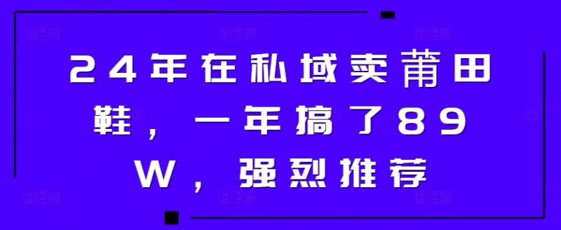 24年在私域卖莆田鞋，一年搞了89W，强烈推荐