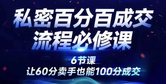 私密百分百成交流程线上训练营，绝对成交，让60分卖手也能100分成交-1