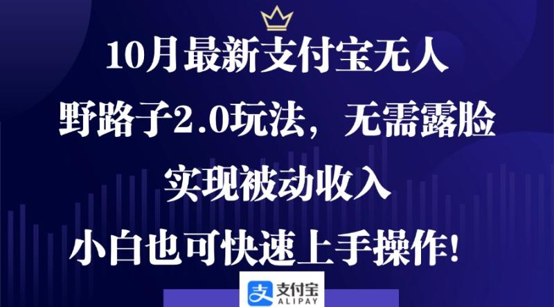（12824期）10月最新支付宝无人野路子2.0玩法，无需露脸，实现被动收入，小白也可快速上手操作！