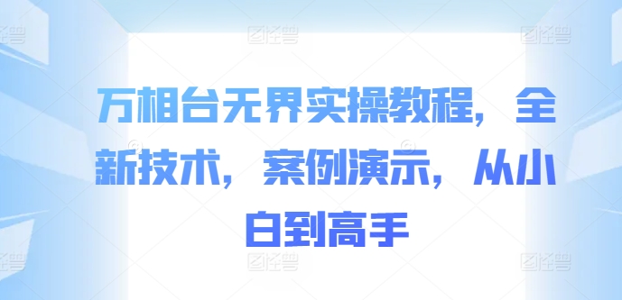 图片[1]-万相台无界实操教程，全新技术，案例演示，从小白到高手-蛙蛙资源网