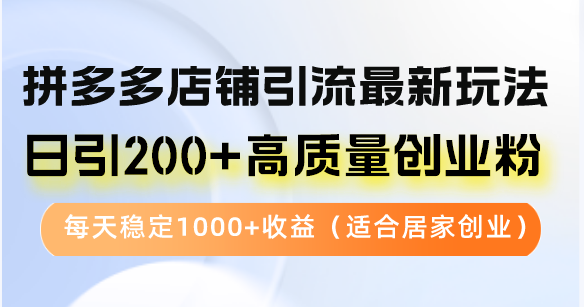 图片[1]-（12893期）拼多多店铺引流最新玩法，日引200+高质量创业粉，每天稳定1000+收益（适合居家创业）-蛙蛙资源网