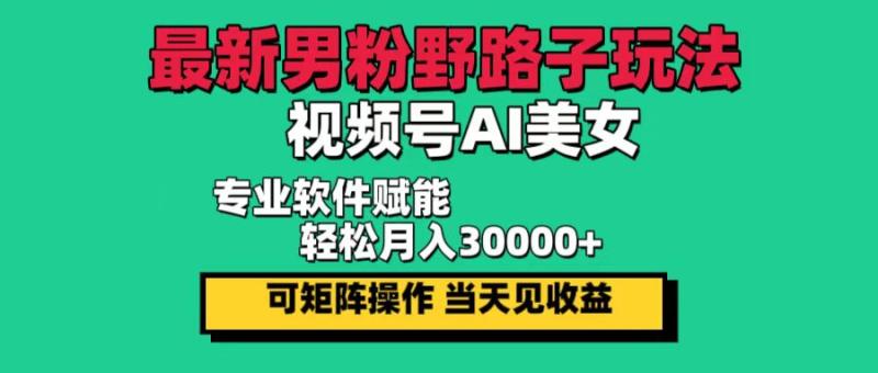 图片[1]-（12909期）最新男粉野路子玩法，视频号AI美女，当天见收益，轻松月入30000＋-蛙蛙资源网