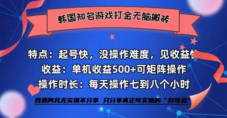 （12852期）韩国知名游戏打金无脑搬砖单机收益500+-1