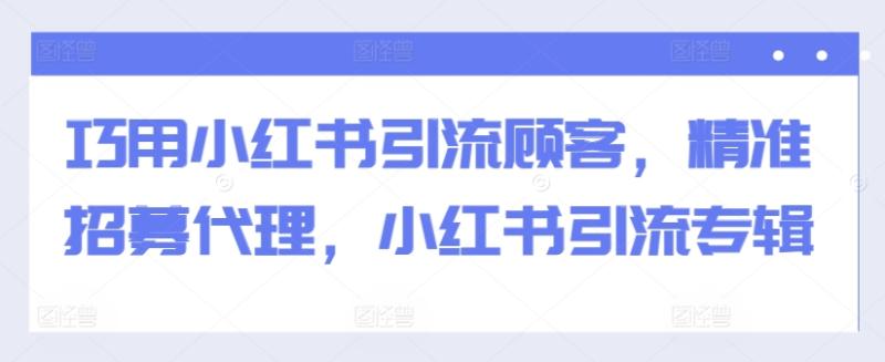 图片[1]-巧用小红书引流顾客，精准招募代理，小红书引流专辑-蛙蛙资源网