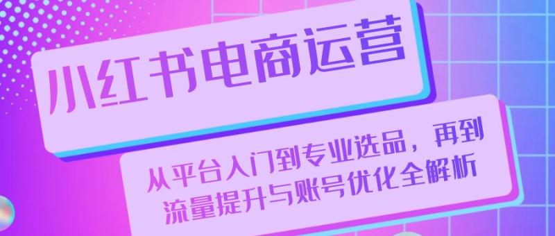 图片[1]-小红书电商运营：从平台入门到专业选品，再到流量提升与账号优化全解析-蛙蛙资源网