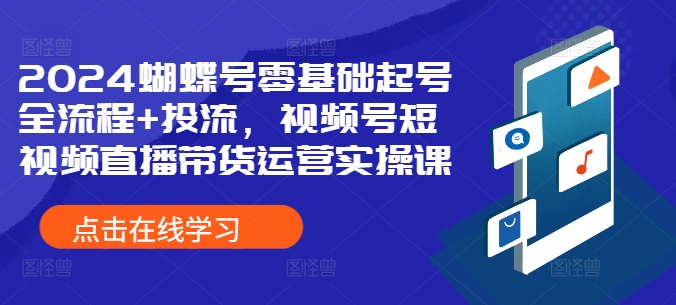 图片[1]-2024蝴蝶号零基础起号全流程+投流，视频号短视频直播带货运营实操课-蛙蛙资源网