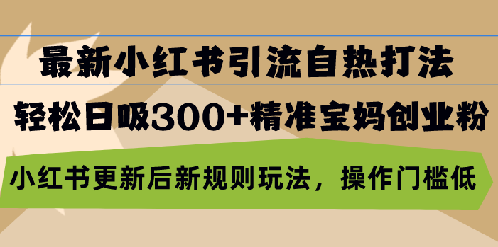 （13145期）最新小红书引流自热打法，轻松日吸300+精准宝妈创业粉，小红书更新后新新规则玩法