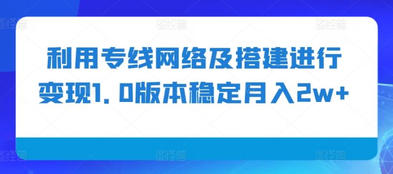 图片[1]-利用专线网络及搭建进行变现1.0版本稳定月入2w+【揭秘】-蛙蛙资源网