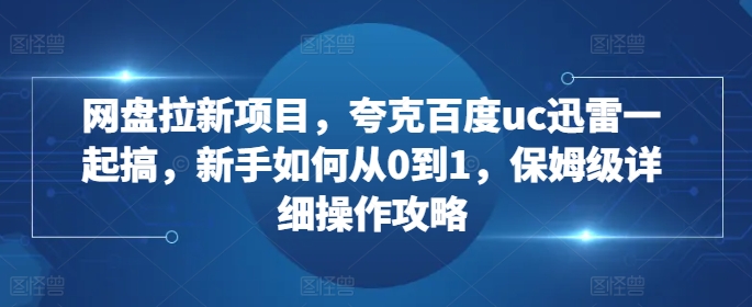 图片[1]-网盘拉新项目，夸克百度uc迅雷一起搞，新手如何从0到1，保姆级详细操作攻略-蛙蛙资源网