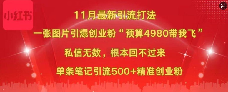 图片[1]-小红书11月最新图片打粉，一张图片引爆创业粉，“预算4980带我飞”，单条引流500+精准创业粉-蛙蛙资源网