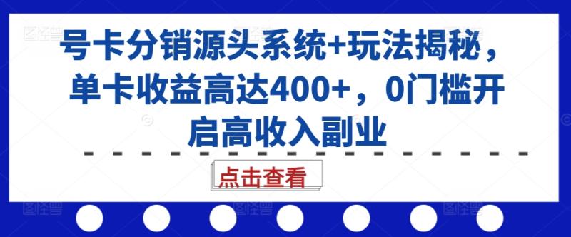 图片[1]-号卡分销源头系统+玩法揭秘，单卡收益高达400+，0门槛开启高收入副业-蛙蛙资源网