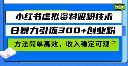 图片[1]-（13345期）小红书虚拟资料吸粉技术，日暴力引流300+创业粉，方法简单高效，收入稳定可观-蛙蛙资源网