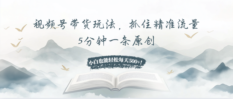 图片[1]-（13492期）视频号带货玩法，抓住精准流量，5分钟一条原创，小白也能轻松每天500+！-蛙蛙资源网