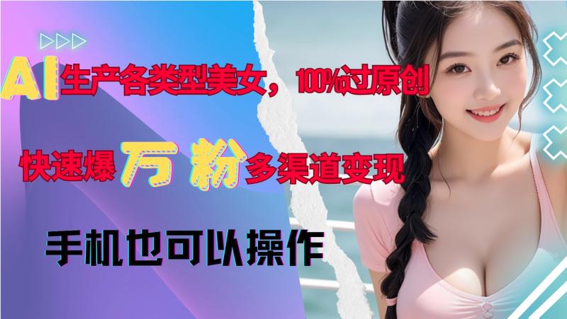 图片[1]-AI生产各类型美女，100%过原创，快速爆万粉，多渠道变现，新手可做-蛙蛙资源网