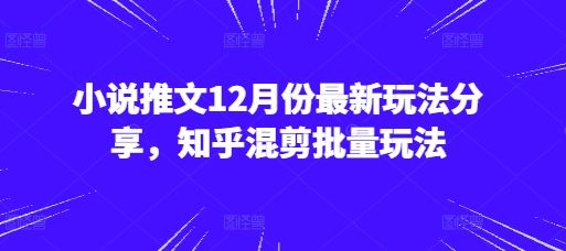 图片[1]-小说推文12月份最新玩法分享，知乎混剪批量玩法-蛙蛙资源网