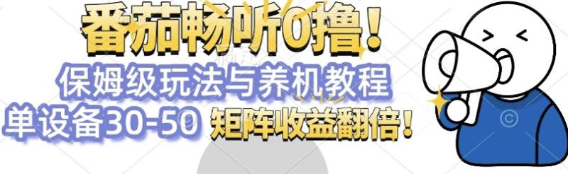 图片[1]-番茄畅听0撸，保姆级玩法与养机教程单设备30-50，矩阵收益翻倍-蛙蛙资源网