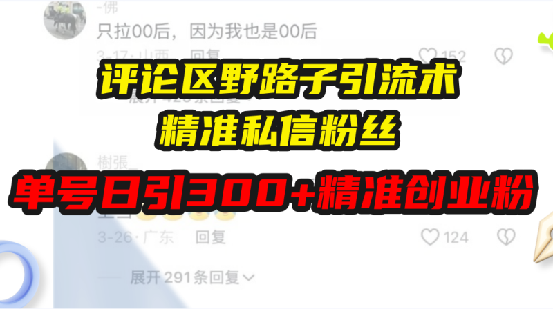 （13676期）评论区野路子引流术，精准私信粉丝，单号日引流300+精准创业粉-1