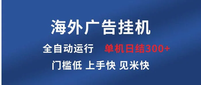 图片[1]-（13692期）海外广告挂机 全自动运行 单机单日300+ 日结项目 稳定运行 欢迎观看课程-蛙蛙资源网