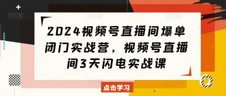 图片[1]-2024视频号直播间爆单闭门实战营，视频号直播间3天闪电实战课-蛙蛙资源网